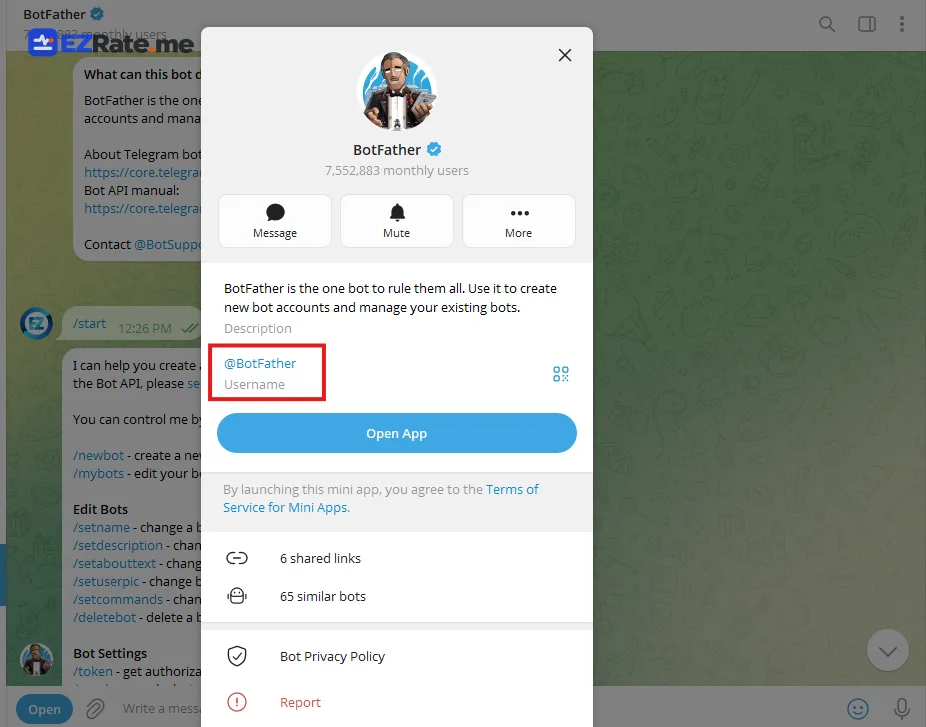 گفتوگو با BotFather و دریافت توکن ربات