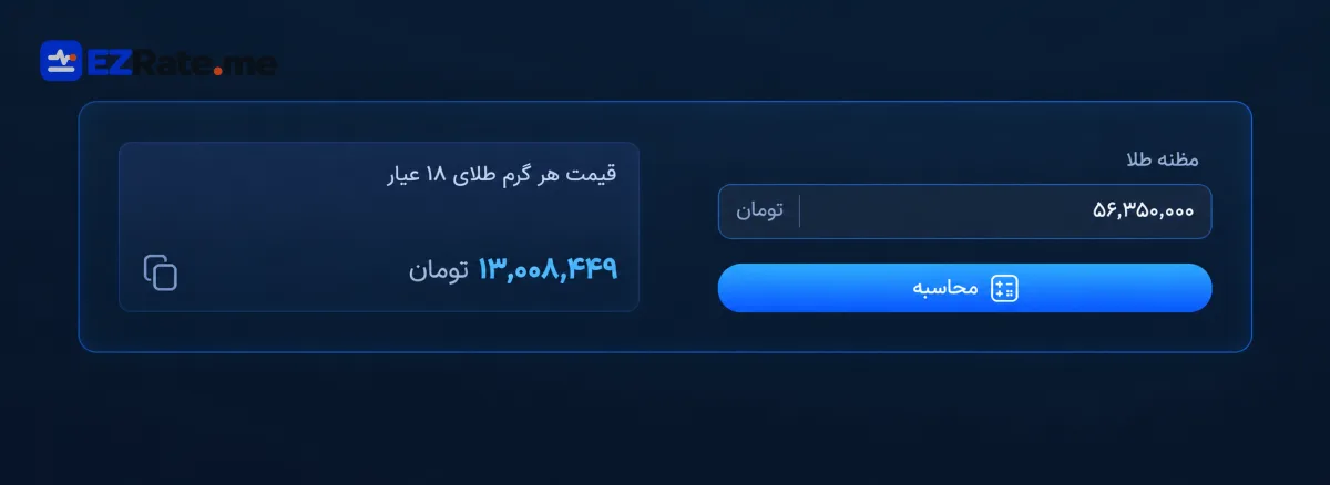ماشین‌حساب تبدیل مظنه به گرم ۱۸ عیار